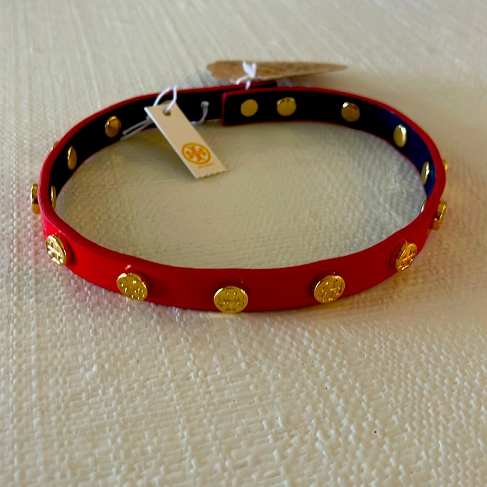 Tory Burch leather bracelet or choker brand new with tags bent